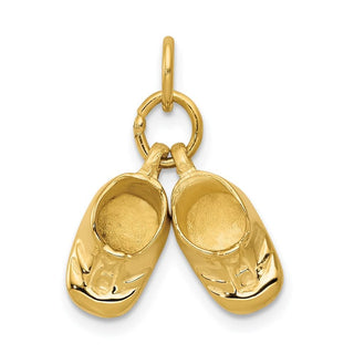 14k Yellow Gold 3D Moveable Polished Baby Shoes Charm