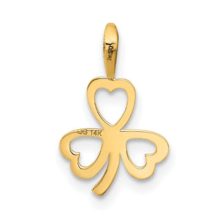 14k Yellow Gold Heart Clover Pendant