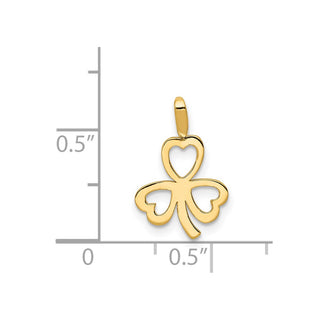 14k Yellow Gold Heart Clover Pendant