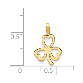 14k Yellow Gold Heart Clover Pendant