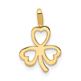 14k Yellow Gold Heart Clover Pendant