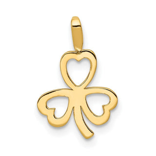 14k Yellow Gold Heart Clover Pendant