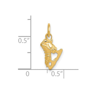 14k Yellow Gold 3D Ice Skate Charm
