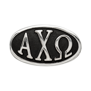 Sterling Silver LogoArt 15.25mm Alpha Chi Omega Sorority Greek Letters Enameled Oval Bead
