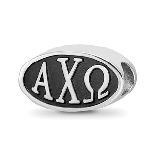 Sterling Silver LogoArt 15.25mm Alpha Chi Omega Sorority Greek Letters Enameled Oval Bead