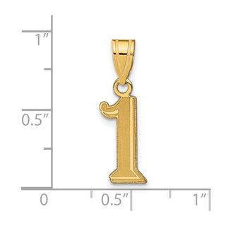 14k Yellow Gold Polished Etched Number 1 Pendant