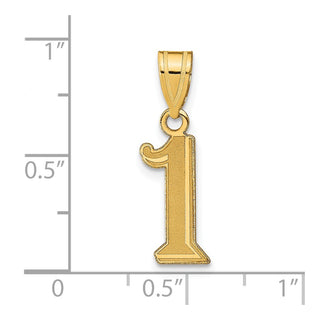 14k Yellow Gold Polished Etched Number 1 Pendant