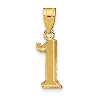14k Yellow Gold Polished Etched Number 1 Pendant