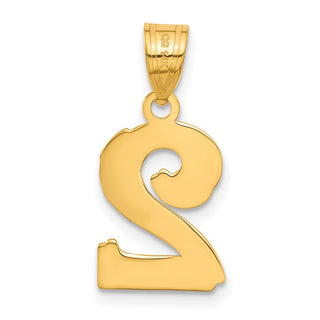 14k Yellow Gold Polished Etched Number 2 Pendant