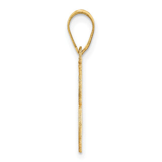 14k Yellow Gold Polished Etched Number 3 Pendant