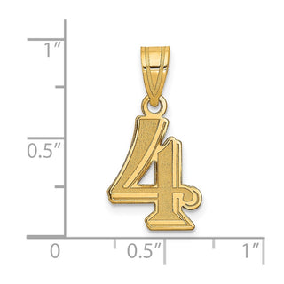 14k Yellow Gold Polished Etched Number 4 Pendant