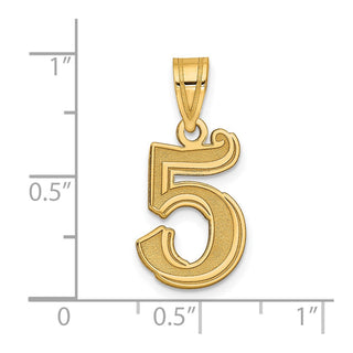 14k Yellow Gold Polished Etched Number 5 Pendant