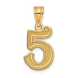 14k Yellow Gold Polished Etched Number 5 Pendant