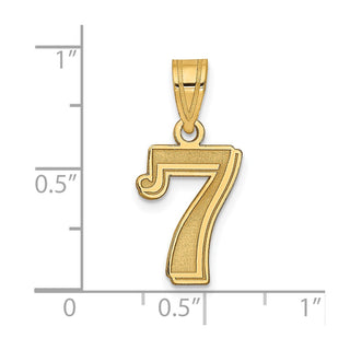 14k Yellow Gold Polished Etched Number 7 Pendant
