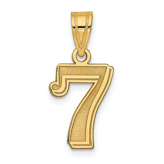 14k Yellow Gold Polished Etched Number 7 Pendant
