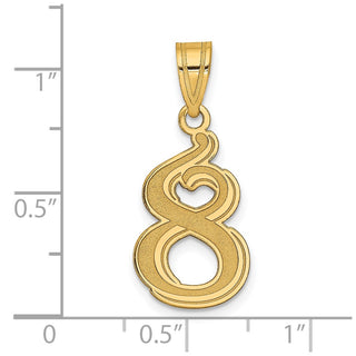 14k Yellow Gold Polished Etched Number 8 Pendant