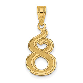 14k Yellow Gold Polished Etched Number 8 Pendant