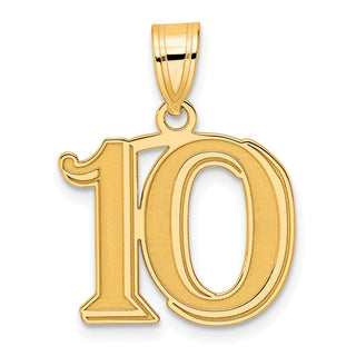 14k Yellow Gold Polished Etched Number 10 Pendant