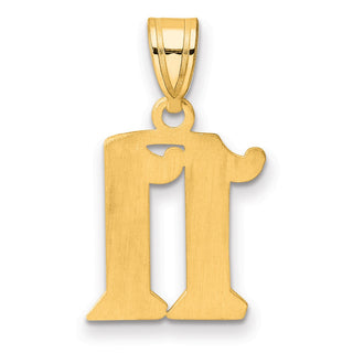14k Yellow Gold Polished Etched Number 11 Pendant