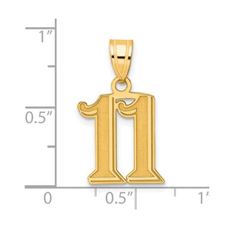 14k Yellow Gold Polished Etched Number 11 Pendant
