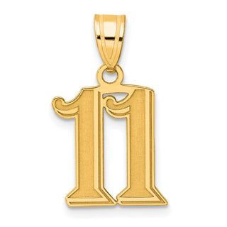 14k Yellow Gold Polished Etched Number 11 Pendant