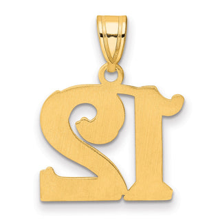 14k Yellow Gold Polished Etched Number 12 Pendant