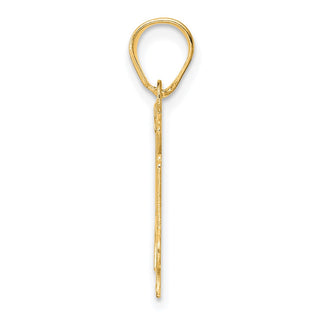 14k Yellow Gold Polished Etched Number 14 Pendant