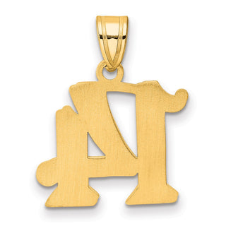 14k Yellow Gold Polished Etched Number 14 Pendant