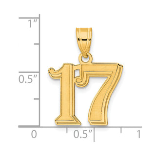 14k Yellow Gold Polished Etched Number 17 Pendant