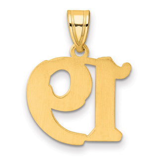14k Yellow Gold Polished Etched Number 19 Pendant