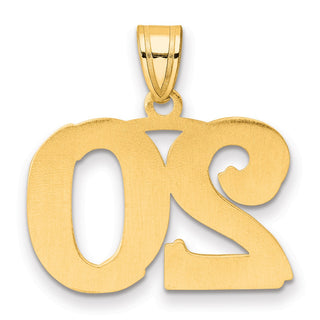 14k Yellow Gold Polished Etched Number 20 Pendant