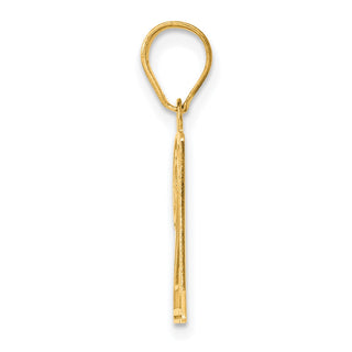 14k Yellow Gold Polished Etched Number 21 Pendant