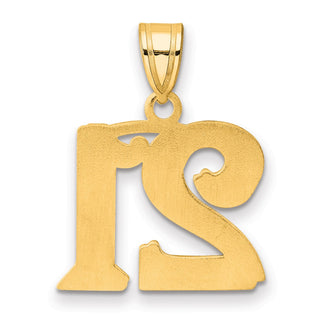14k Yellow Gold Polished Etched Number 21 Pendant