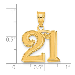 14k Yellow Gold Polished Etched Number 21 Pendant