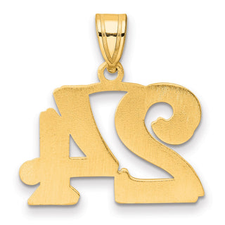 14k Yellow Gold Polished Etched Number 24 Pendant
