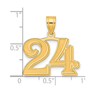 14k Yellow Gold Polished Etched Number 24 Pendant