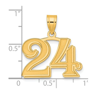14k Yellow Gold Polished Etched Number 24 Pendant