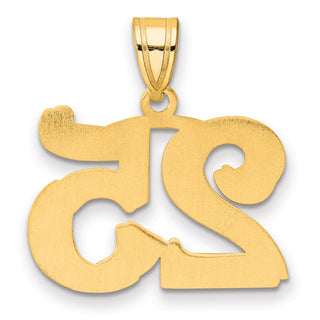 14k Yellow Gold Polished Etched Number 25 Pendant