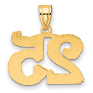 14k Yellow Gold Polished Etched Number 25 Pendant