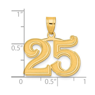 14k Yellow Gold Polished Etched Number 25 Pendant