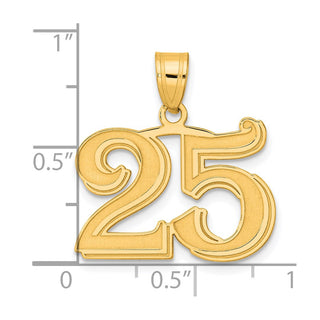14k Yellow Gold Polished Etched Number 25 Pendant