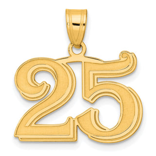 14k Yellow Gold Polished Etched Number 25 Pendant