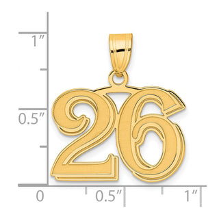 14k Yellow Gold Polished Etched Number 26 Pendant