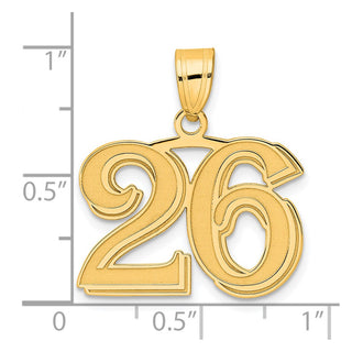 14k Yellow Gold Polished Etched Number 26 Pendant