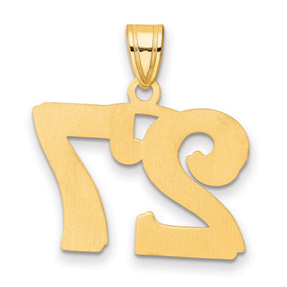 14k Yellow Gold Polished Etched Number 27 Pendant