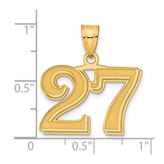 14k Yellow Gold Polished Etched Number 27 Pendant