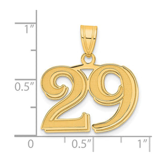14k Yellow Gold Polished Etched Number 29 Pendant