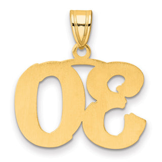 14k Yellow Gold Polished Etched Number 30 Pendant