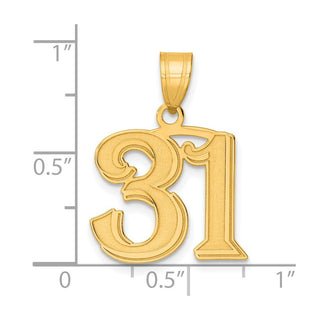 14k Yellow Gold Polished Etched Number 31 Pendant