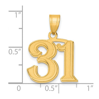14k Yellow Gold Polished Etched Number 31 Pendant